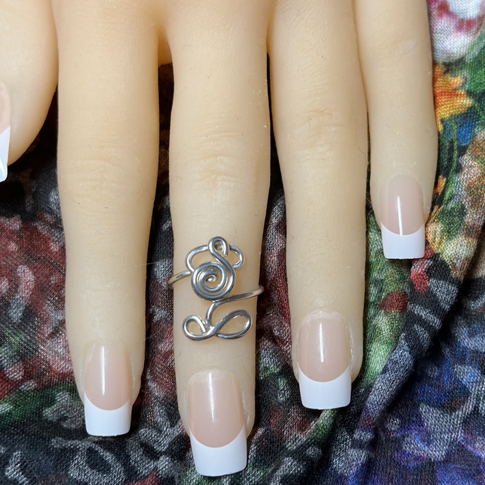 Sterling Silver Rose Toe Ring- Adjustable Unique … - image 2